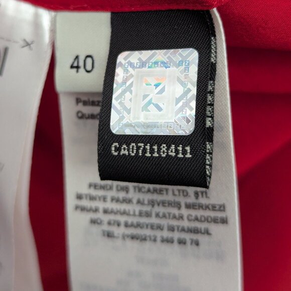 Fendi Embroidered button down shirt in red silk crepe de chine - Picture 14 of 16